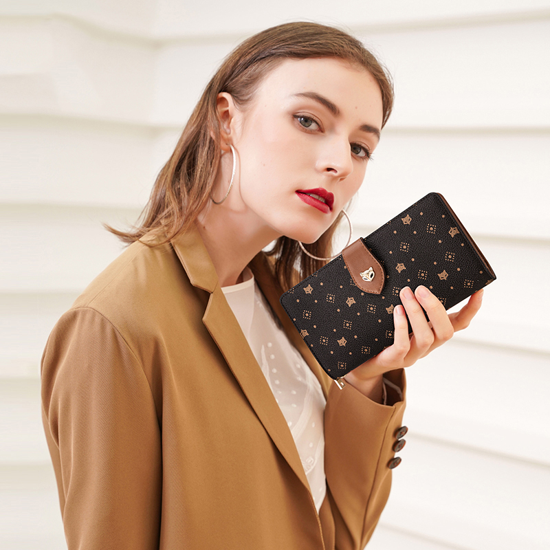 FOXER Women Long Wallet Card & - Monogram Keychain Leather 评论和价格