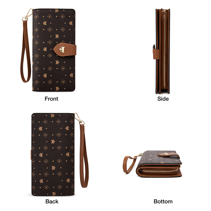 FOXER Women Long Wallet Card & - Monogram Keychain Leather 评论和价格